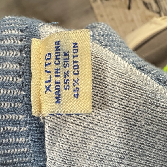 Tommy Bahama Men’s Silk/Cotton Blend V-neck Sweater, Blue Woven Pattern Sz XL - Picture 4 of 7